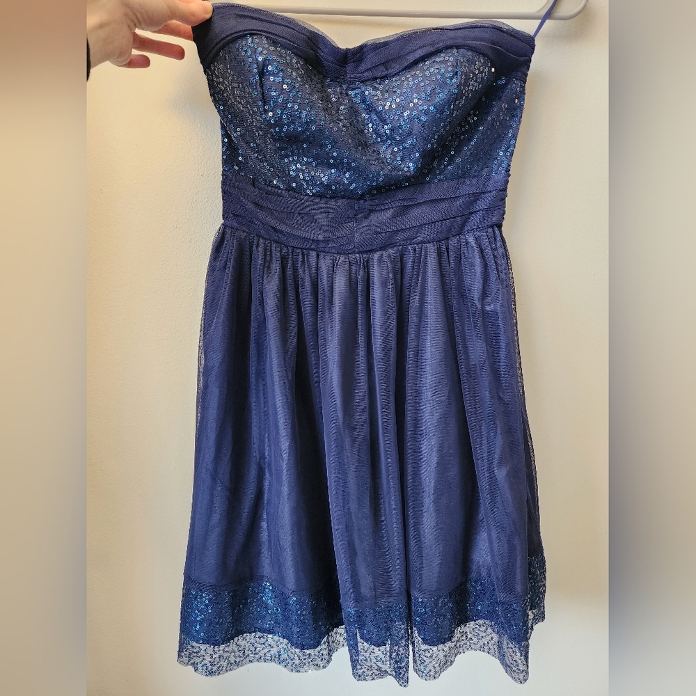 Strapless Blue Sequin Dress